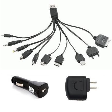 Carregador Universal Parede Veicular E Usb 10 In 1 Psp Ipod